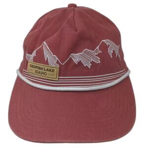 Locale 5 Panel Hat Red White OS Mountain Redfish Lake Idaho Rope Cotton Snapback